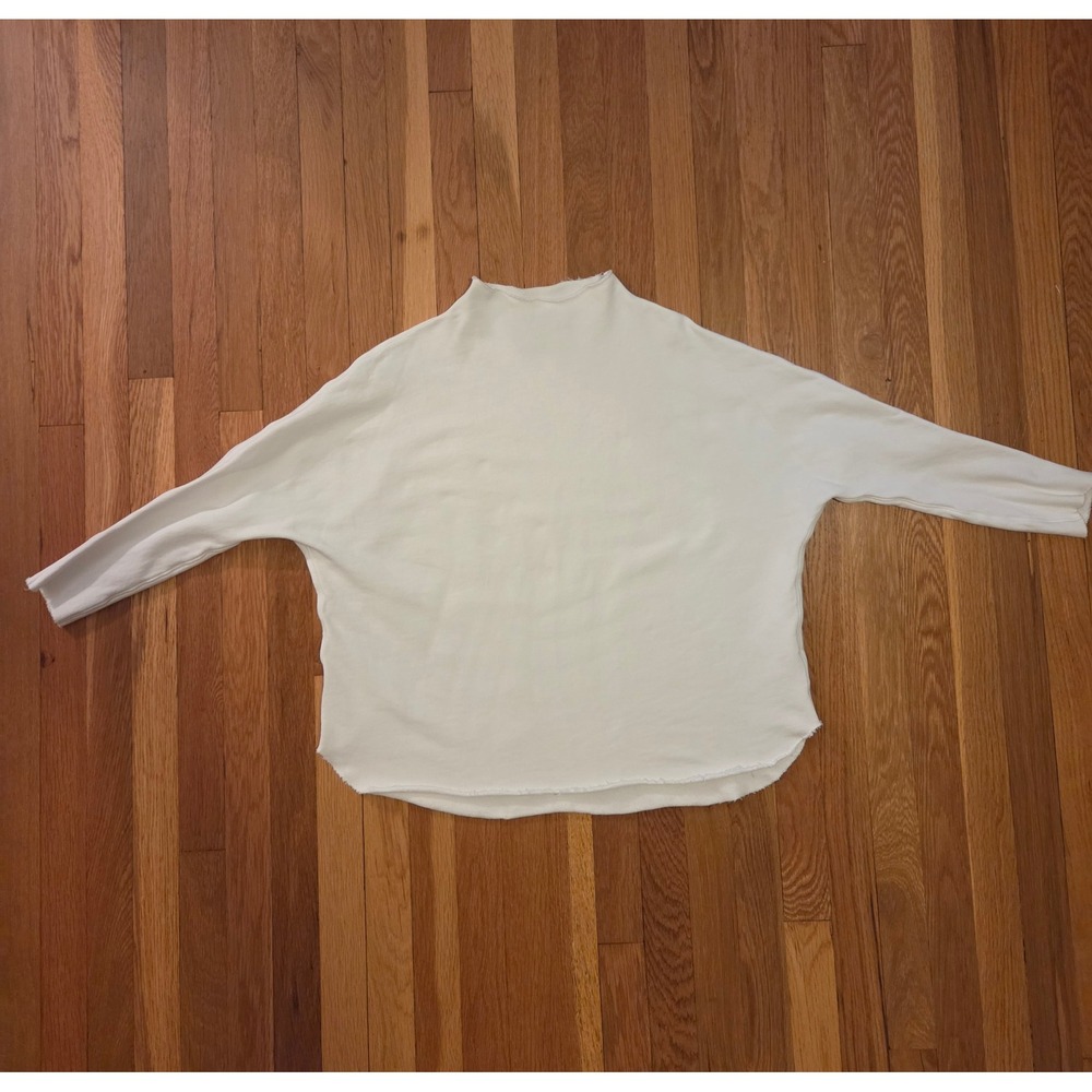 Frank & Eileen "Effie" Long Sleeve Funnel Capelet, Triple Terry, White, Sz S - Picture 6 of 12
